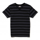 Stevenson Overall Co.-Bordered V-Neck Short Sleeve - BV - Black × Gray