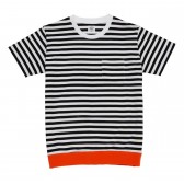 Mr.GENTLEMAN-COLOR RIB BORDER S:S TEE - Black × Orange