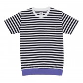 Mr.GENTLEMAN-COLOR RIB BORDER S:S TEE - Navy × Purple