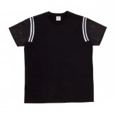 Mr.GENTLEMAN-RIB MESH SLEEVE S:S TEE - Black × Black