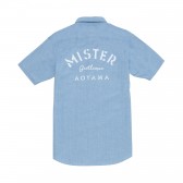 Mr.GENTLEMAN-MISTER STENCIL PRINT S:S SHIRTS - Ice Blue