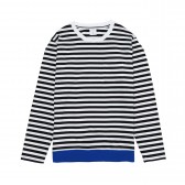 Mr.GENTLEMAN-COLOR RIB BORDER L:S TEE - Black × Blue