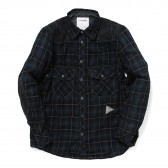 and wander-wool check shirt for MEN - navy