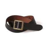 LEATHER & SILVER MOTO-Buckle Belt 3cm BB8D - Black