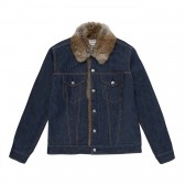 Mr.GENTLEMAN-DENIM JACKET WITH RABBIT FUR - Indigo
