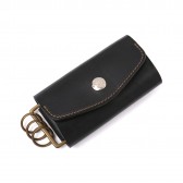 LEATHER & SILVER MOTO-Key Case KC5 - Black