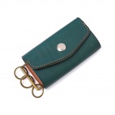 LEATHER & SILVER MOTO-Key Case KC5 - Blue