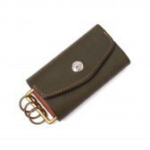 LEATHER & SILVER MOTO-Key Case KC5 - Green