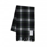 Mr.GENTLEMAN-CHECK WOOL STOLE - White × Blue check