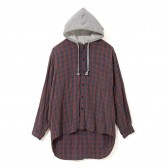 NAISSANCE-PLAID SHIRT PARKA - Red