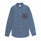 Mr.GENTLEMAN-EMBROIDERED POCKET SHIRT - Chambray