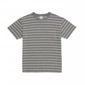 Mr.GENTLEMAN-TISSUE BORDER MESH POKET TEE - Grey × White