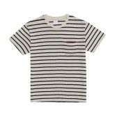Mr.GENTLEMAN-TISSUE BORDER MESH POKET TEE - Ivory × Navy