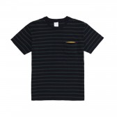 Mr.GENTLEMAN-TISSUE BORDER MESH POKET TEE - Navy × Green