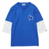 GOODENOUGH-FELT PATCH FAKE LAYERED 3:4 SLEEVE SHIRT - Blue