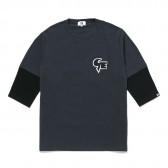 GOODENOUGH-FELT PATCH FAKE LAYERED 3:4 SLEEVE SHIRT - Charcoal