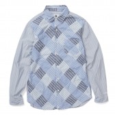 GOODENOUGH-FRONT PATCH WORK STRIPE SHIRT - Saxe : Navy