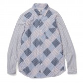 GOODENOUGH-FRONT PATCH WORK STRIPE SHIRT - Saxe : Pink