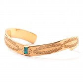 METAPHORE-SQUARE STONE BANGLE - Gold