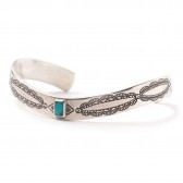 METAPHORE-SQUARE STONE BANGLE - Silver