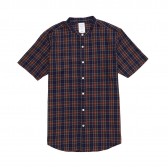 Mr.GENTLEMAN-STAND COLLAR S:S SHIRT - Navy Check