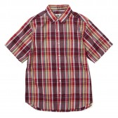 GOODENOUGH-TRANSPARENT LOGO MADRAS S:S SHIRT - Burgundy : Lime