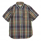 GOODENOUGH-TRANSPARENT LOGO MADRAS S:S SHIRT - Navy : Yellow