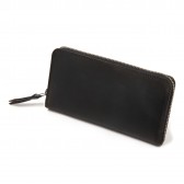 LEATHER & SILVER MOTO-手染めファスナー Long Wallet Cordovan FW1V - Black