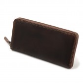LEATHER & SILVER MOTO-手染めファスナー Long Wallet Cordovan FW1V - Brown