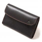 LEATHER & SILVER MOTO-被せ Card Case Combi CA2 - Black