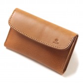 LEATHER & SILVER MOTO-被せ Card Case Combi CA2 - Brown