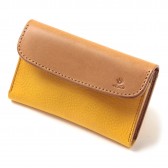 LEATHER & SILVER MOTO-被せ Card Case Combi CA2 - Yellow