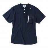 HABANOS-MILITARY COTTON H-NECK S:SL Tee - Navy