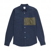 Mr.GENTLEMAN-MIX QUILTED DENIM SHIRT - One Wash