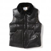 HABANOS-ALL LEATHER DOWN VEST - Black