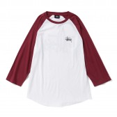 STUSSY-Basic Stussy Raglan - White : Burgundy