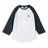 STUSSY-Basic Stussy Raglan - White : Navy