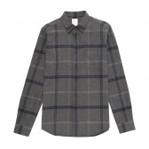 Mr.GENTLEMAN-FLANNEL CHECK SHIRT - Grey × Navy