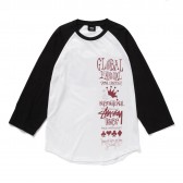 STUSSY-Global Gathering Raglan - White : Black