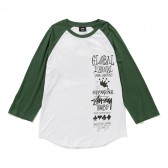 STUSSY-Global Gathering Raglan - White : Green
