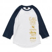 STUSSY-Global Gathering Raglan - White : Navy