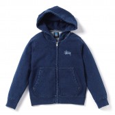 STUSSY-Kids Indigo Fullzip Hoodie - Indigo