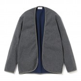 FLISTFIA-Piping Cardigan - Charcoal × Dark Blue