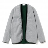 FLISTFIA-Piping Cardigan - Light Gray × Green