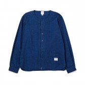 BEDWIN-L:S NO COLLAR FAKE PULLOVER SHIRT 「AMOS」 - Navy