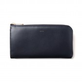 A.P.C.-PORTEFEUILLE LONG ZIPPE : CUIR LISSE - IAK-DARK NAVY