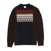 Mr.GENTLEMAN-FISHERMAN MIX NORDIC KNIT - Navy × Brown
