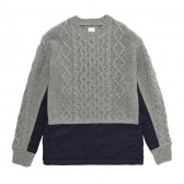 Mr.GENTLEMAN-NYLON MIX FISHERMAN CABLE KNIT - Grey × Navy