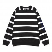 STUSSY-Striped Raglan Crew - Black