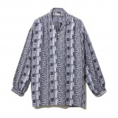 NAISSANCE-GATHERED SKIPPER SHIRT (PATTERN) - Black
